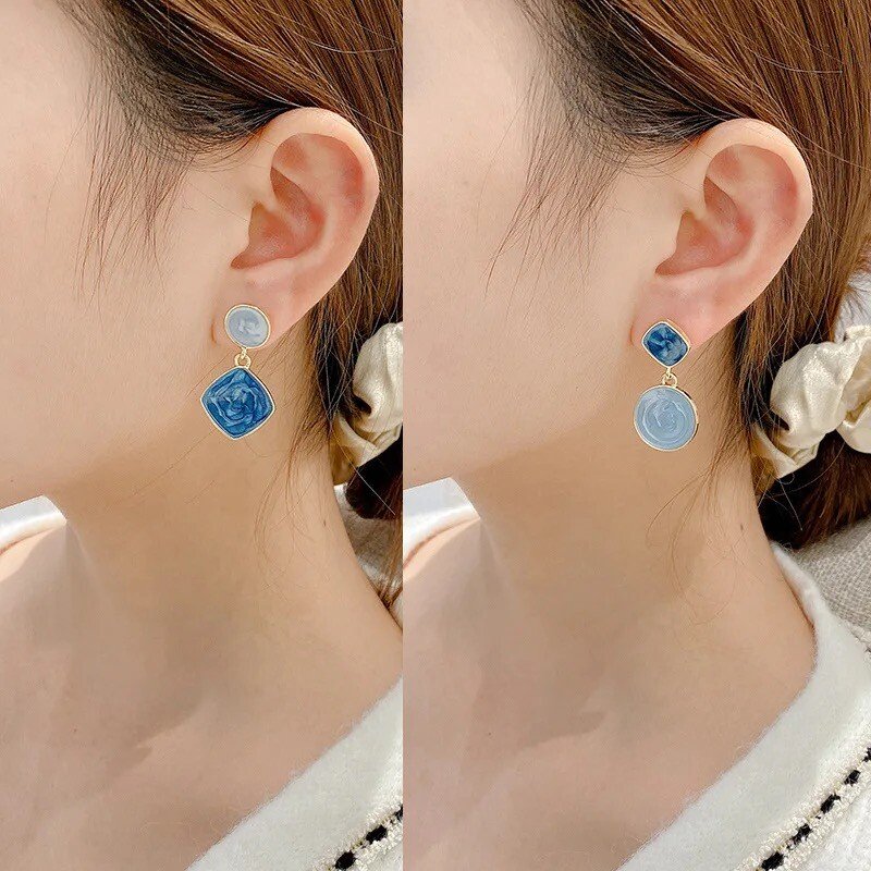 Blue Assymetrical Earrings