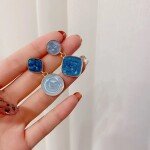Blue Assymetrical Earrings