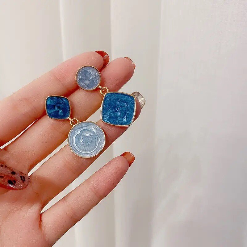 Blue Assymetrical Earrings