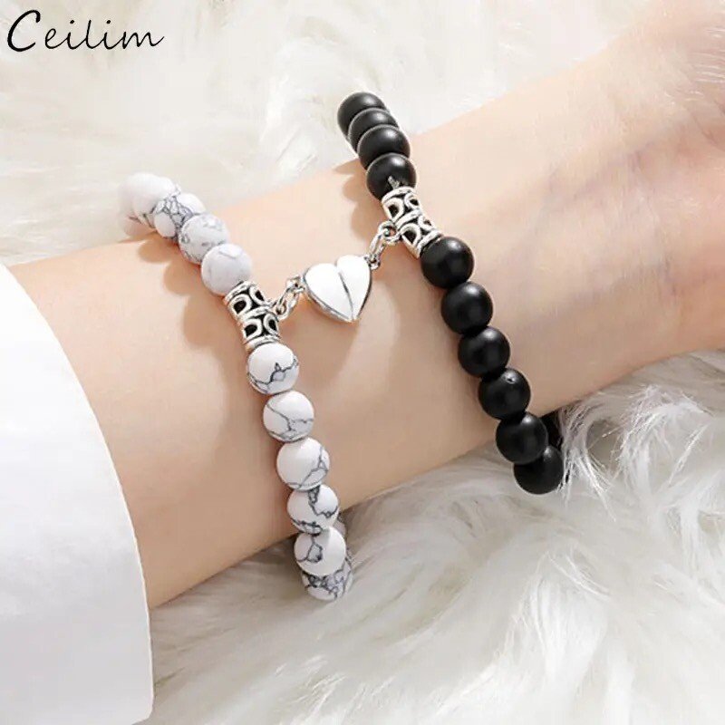 Couple Friendship  Heart Magnet Bracelet