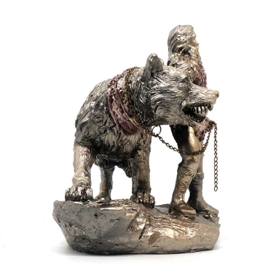 Norse God Tyr with Fenrir Statue