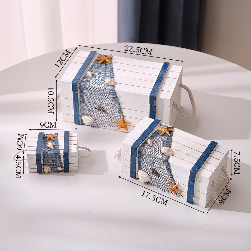 Sea Ocean Theme 3in1 Wooden Storage Box