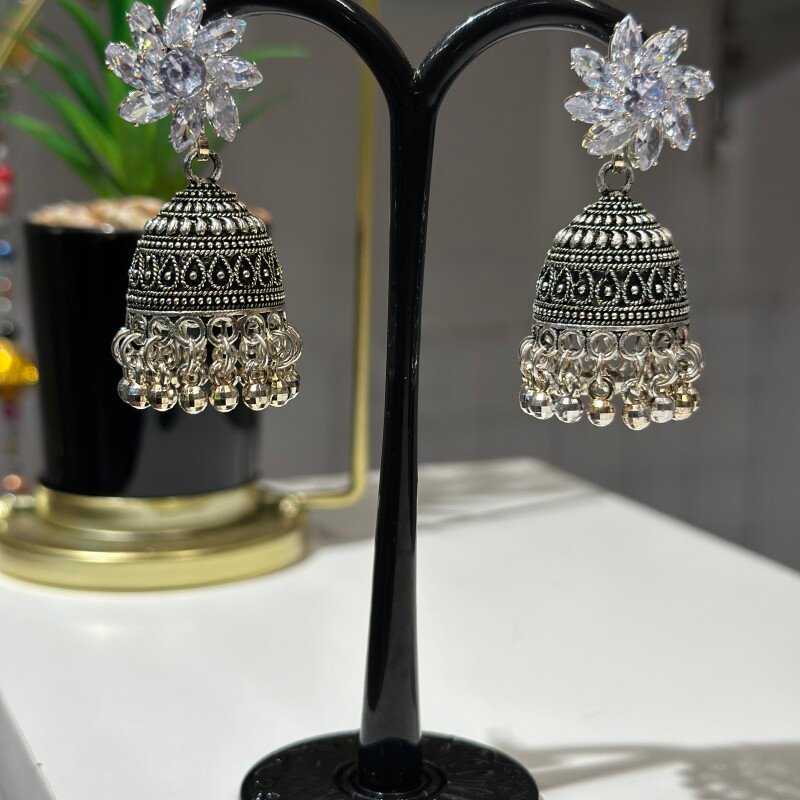 White Stone Work Jhumka